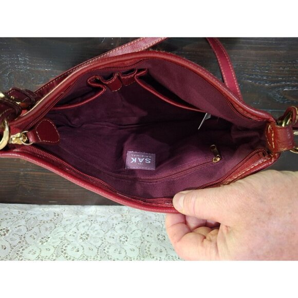 The Sak Red Leather Shoulder Purse With Adjustable Strap/Pre-Owned In Very Good - Picture 10 of 13